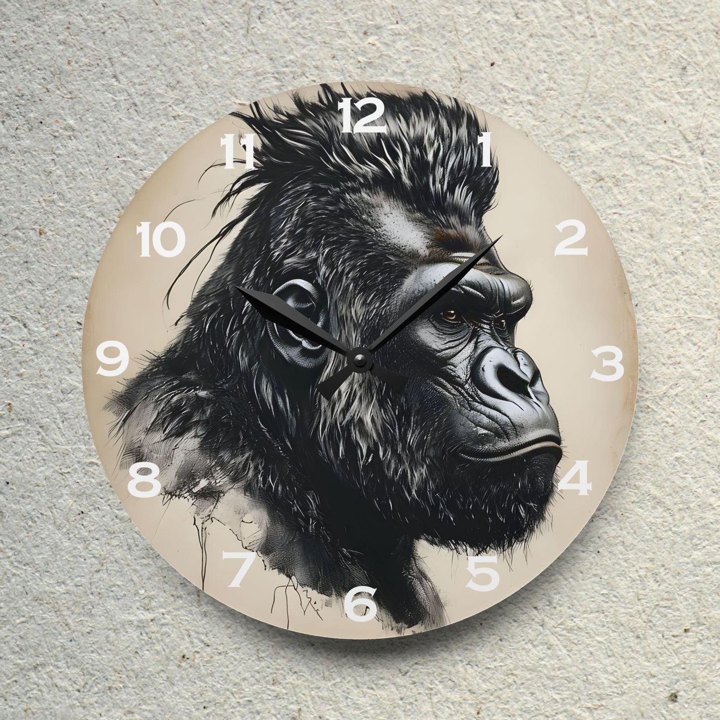 Gorilla Side Profile Acrylic Wall Clock - Elegant Home Decor - Milestone Acrylic