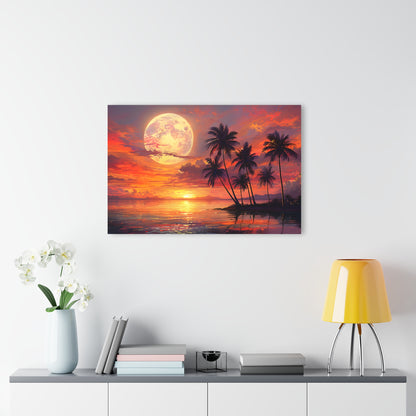 Tropical Beach Sunset, Acrylic Glass, Wall art