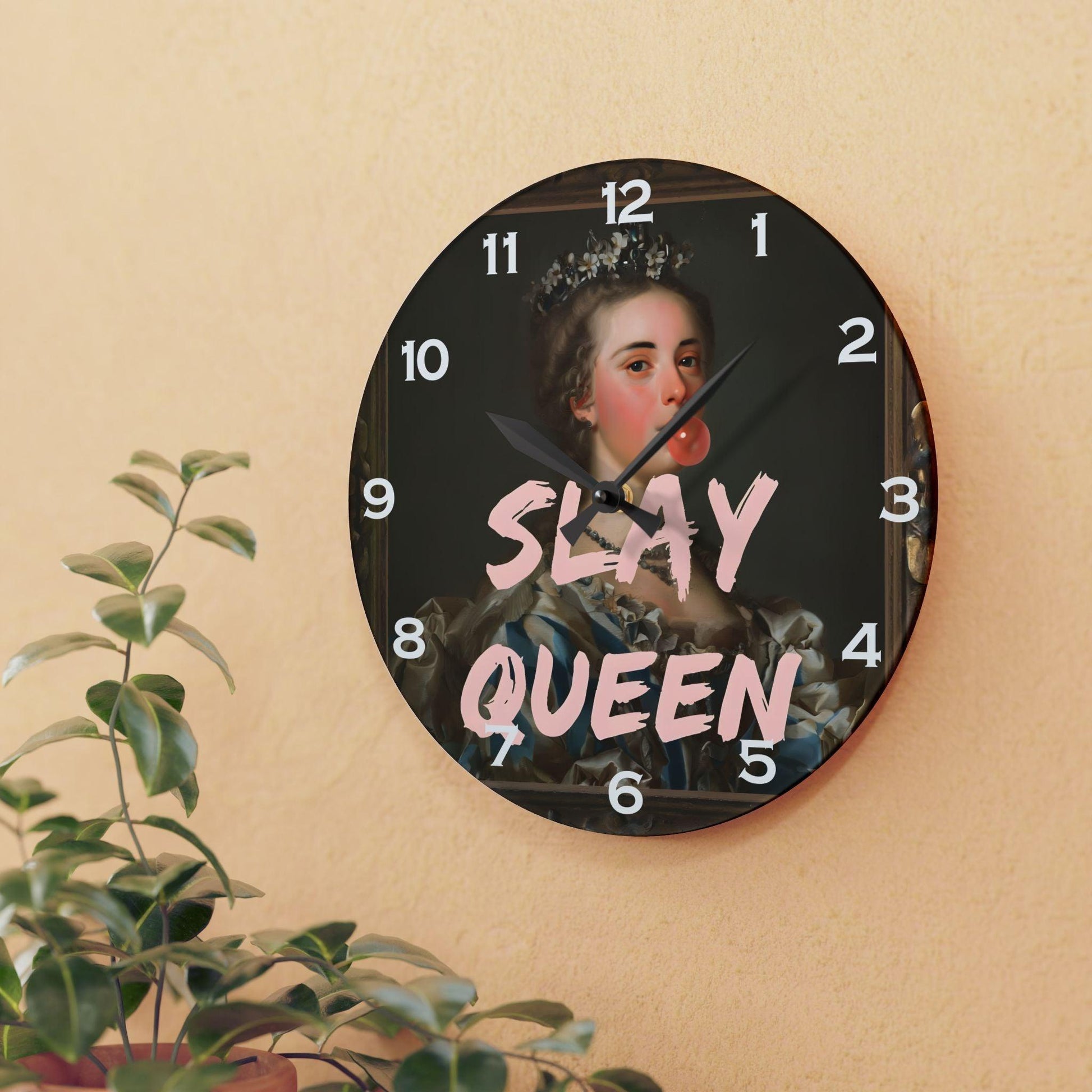 Slay Queen Acrylic Wall Clock - Elegant Home Decor - Milestone Acrylic