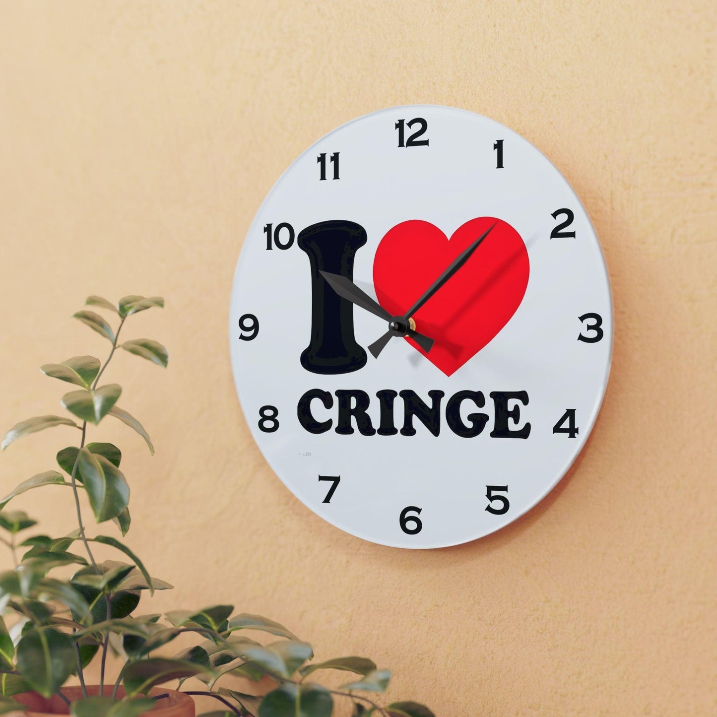 I Heart Cringe Acrylic Wall Clock - Elegant Home Decor - Milestone Acrylic