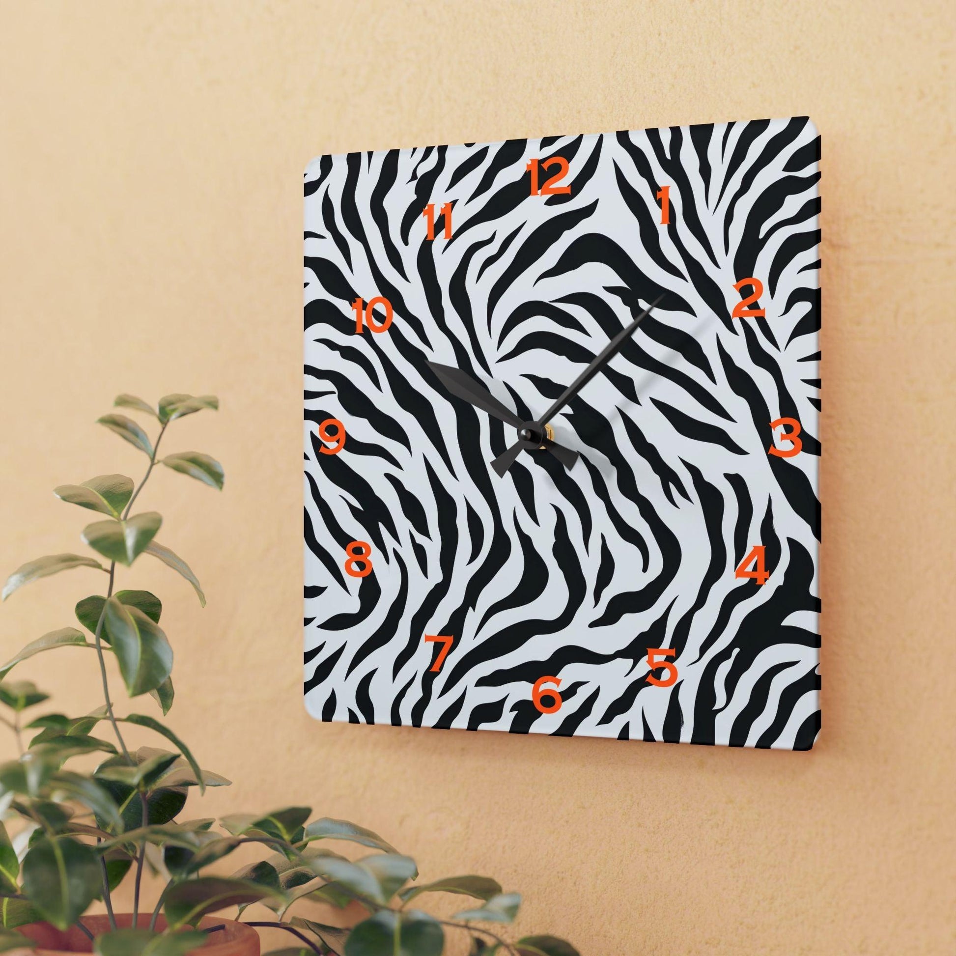 Zebra Stripe Acrylic Wall Clock - Elegant Home Decor - Milestone Acrylic