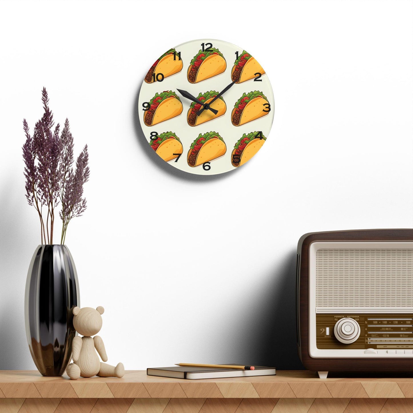 Tacos Acrylic Wall Clock - Elegant Home Decor - Milestone Acrylic