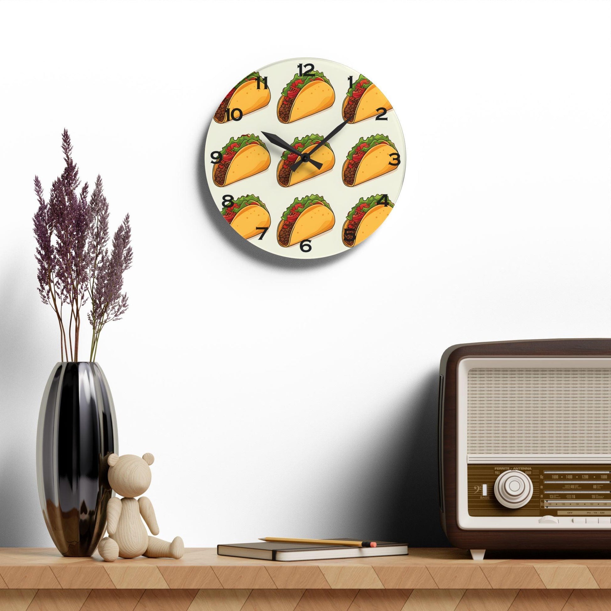 Tacos Acrylic Wall Clock - Elegant Home Decor - Milestone Acrylic