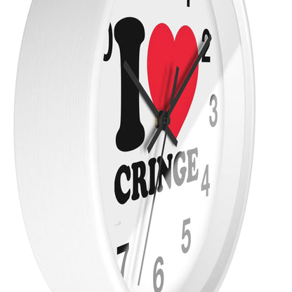 'I Heart Cringe' Wall Clock, Acrylic Glass Face – Stylish Home Decor for Creative Spaces