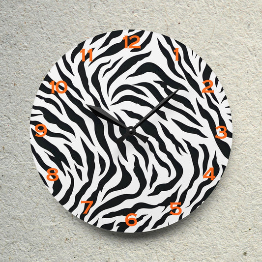 Zebra Stripe Acrylic Wall Clock - Elegant Home Decor - Milestone Acrylic