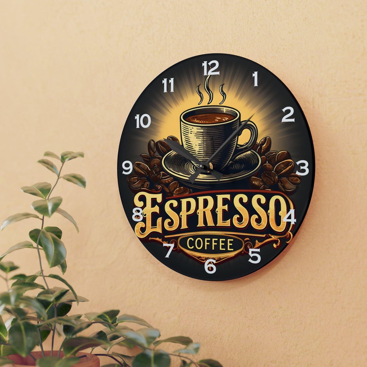 Expresso Coffee Acrylic Wall Clock - Elegant Home Decor - Milestone Acrylic