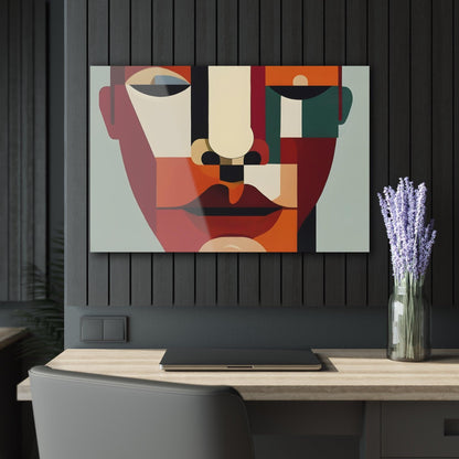 Face Composed of Geometric Shapes Acrylic Artwork (Horizontal) - Milestone Acrylic