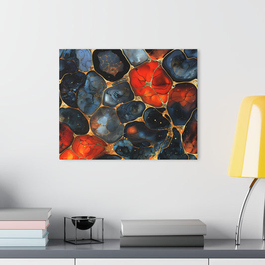 Mosaic With Dark Blue and Fiery Reds Acrylic Artwork (Horizontal) - Milestone Acrylic