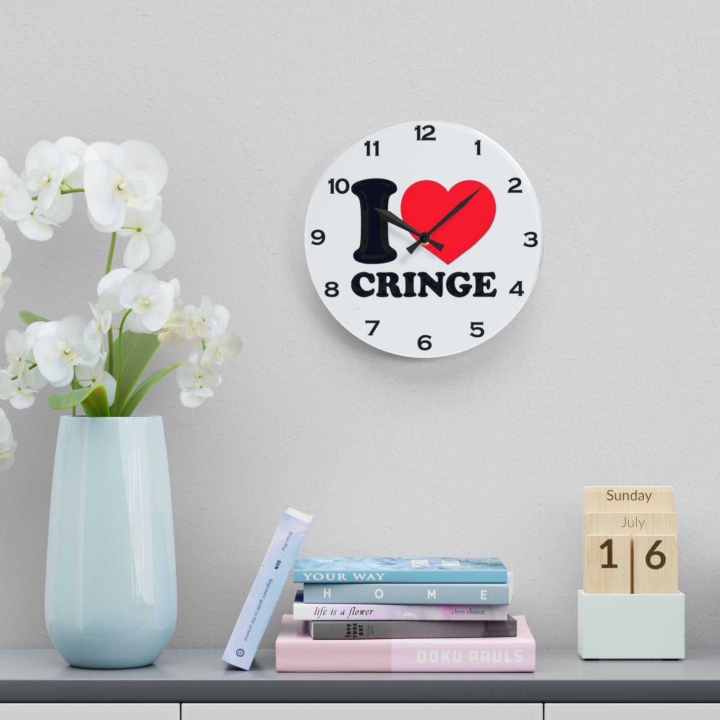 I Heart Cringe Acrylic Wall Clock - Elegant Home Decor - Milestone Acrylic