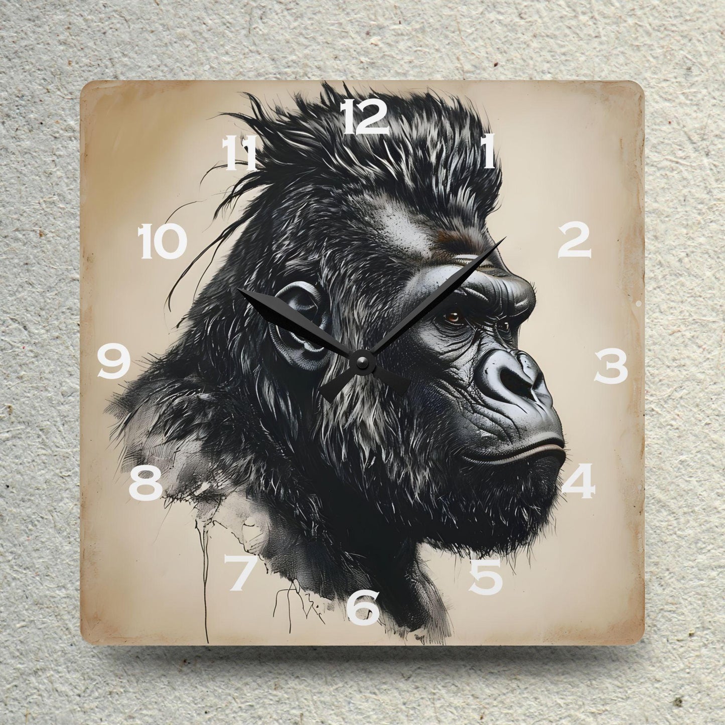 Gorilla Side Profile Acrylic Wall Clock - Elegant Home Decor - Milestone Acrylic