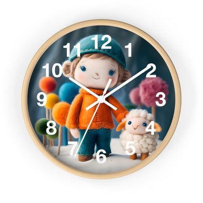 'Charming Felt Characters' Wall Clock, Acrylic Glass Face – Stylish Home Decor for Creative Spaces