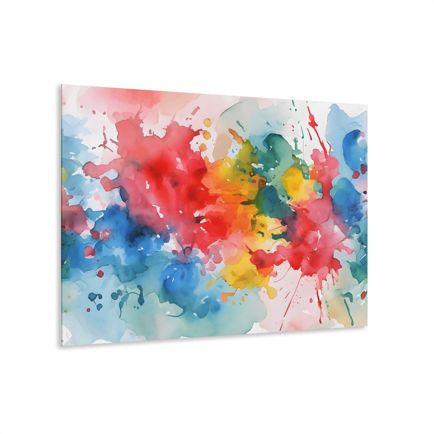 Watercolor With Dynamic Splashes Acrylic Artwork (Horizontal) - Milestone Acrylic