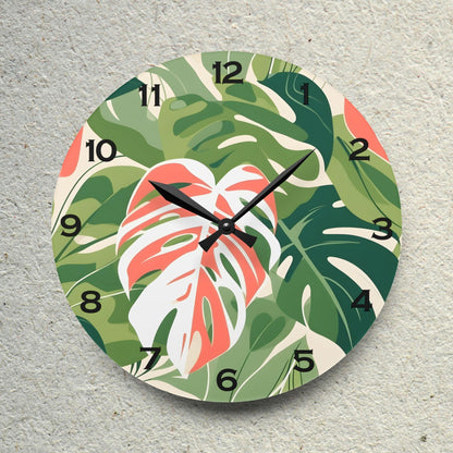 Jungle Leaves Acrylic Wall Clock - Elegant Home Decor - Milestone Acrylic