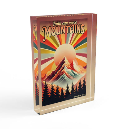 'Faith Can Move Mountains' Acrylic Display Block - Milestone Acrylic