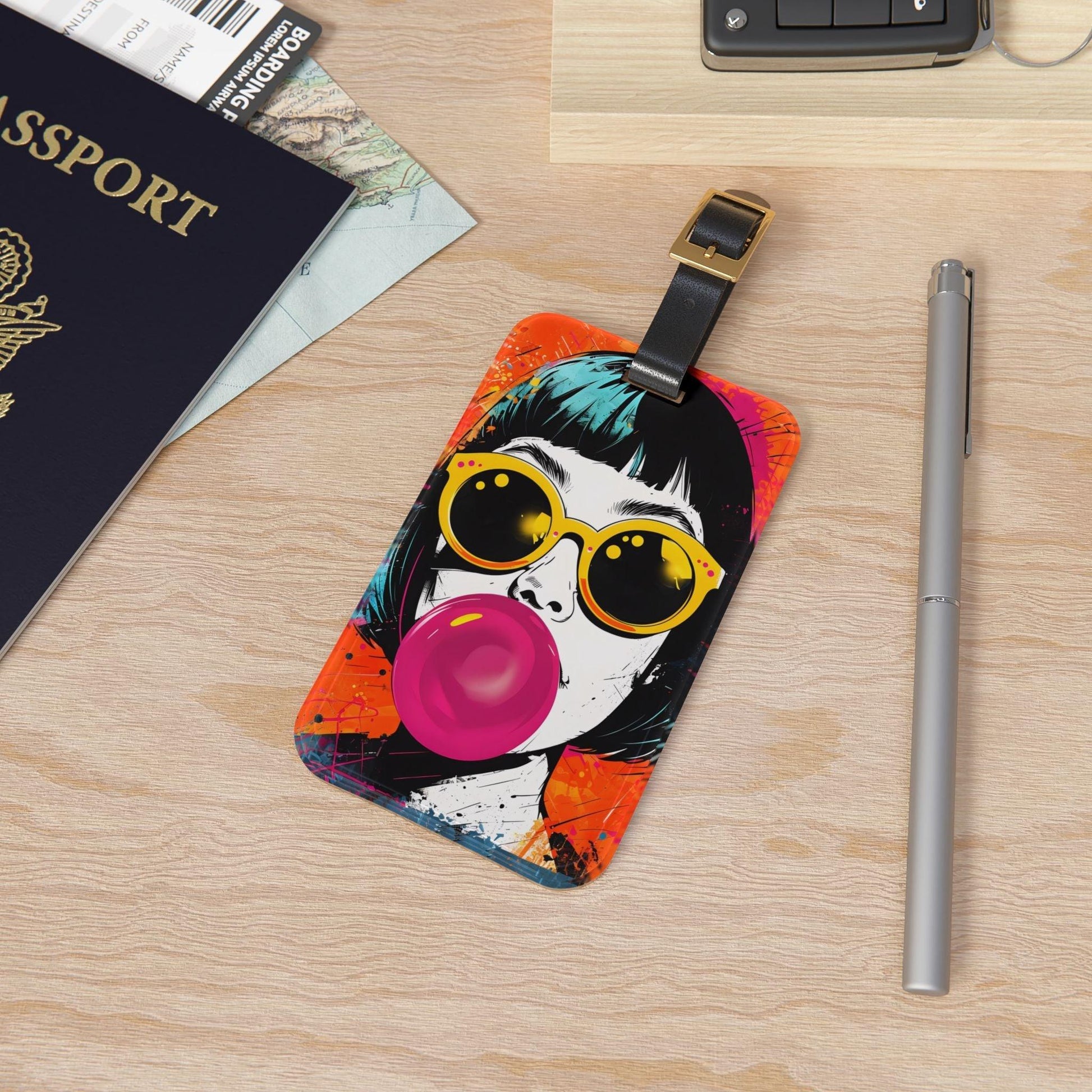 'Girl With Gum'- Luggage Tag - Milestone Acrylic