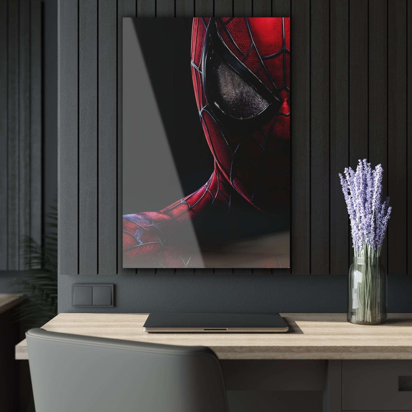 Spider Man Close Up Acrylic Print (Vertical) - Milestone Acrylic