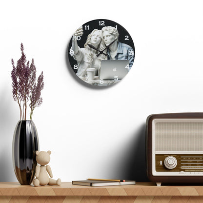 Marble Sculpture of Modern Couple Acrylic Wall Clock - Elegant Home Decor - Milestone Acrylic