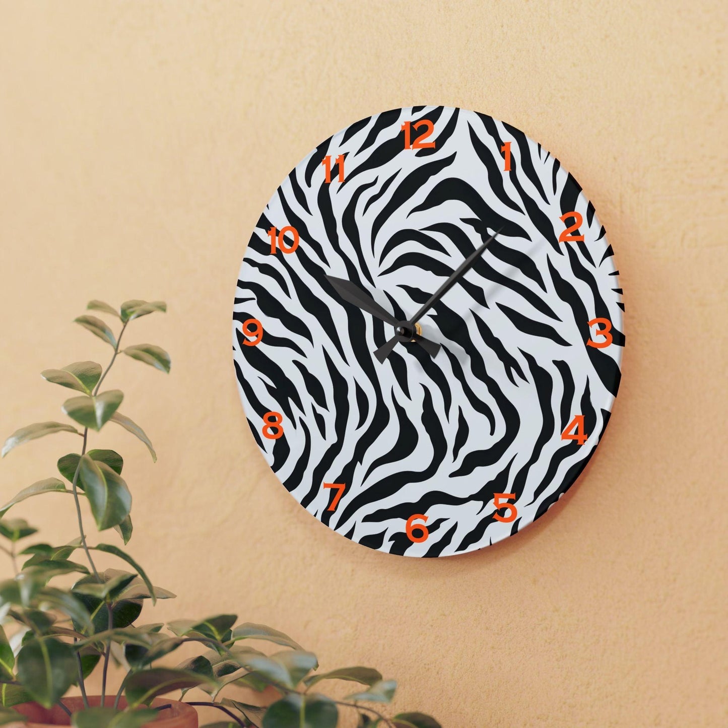 Zebra Stripe Acrylic Wall Clock - Elegant Home Decor - Milestone Acrylic