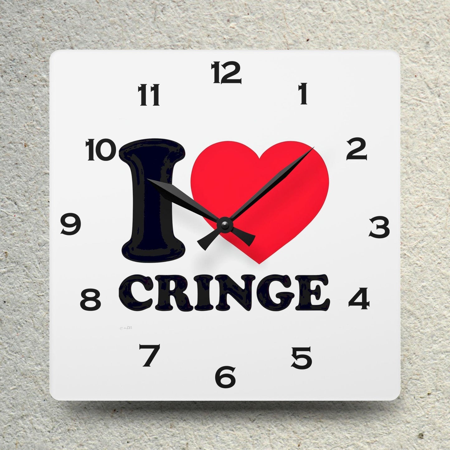 I Heart Cringe Acrylic Wall Clock - Elegant Home Decor - Milestone Acrylic