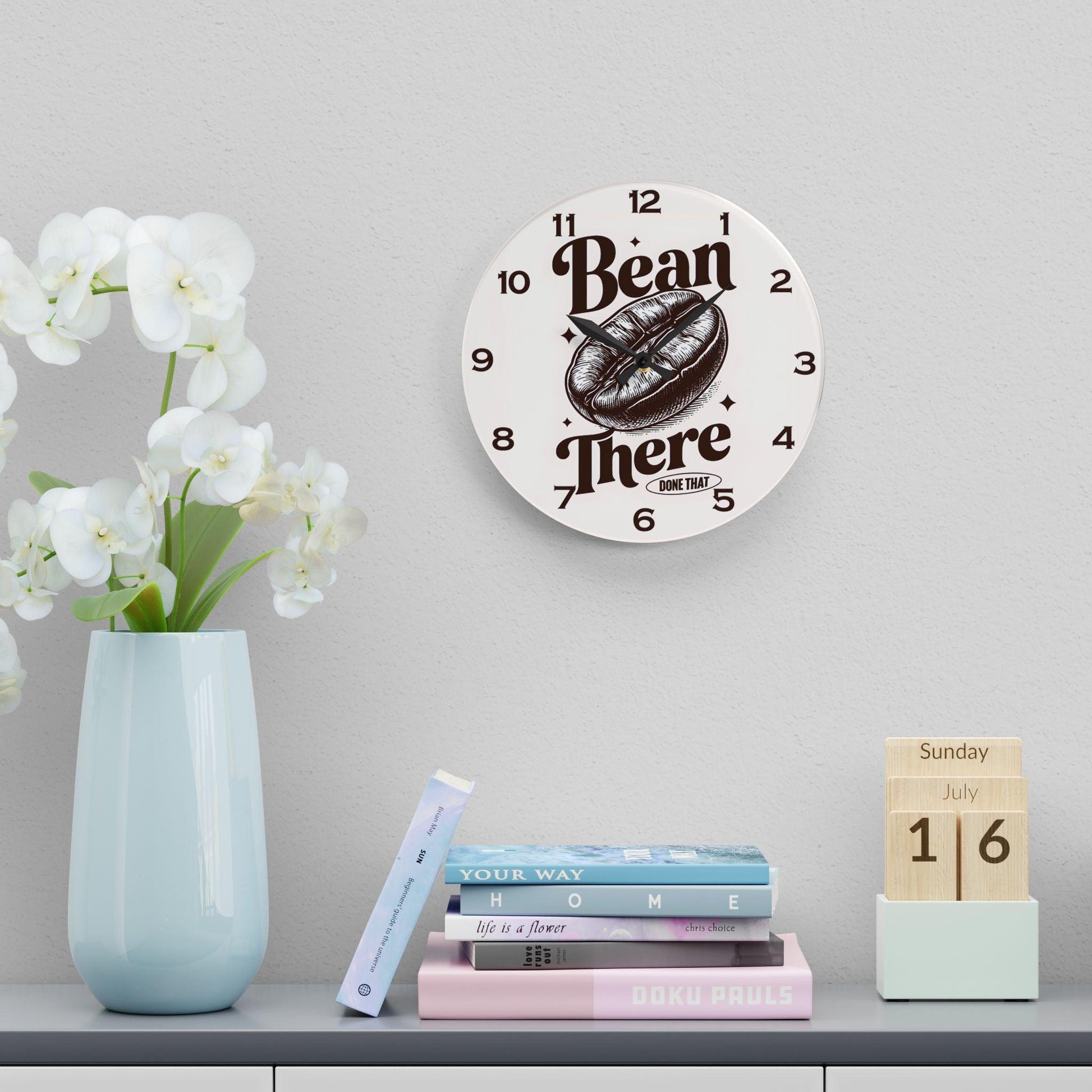 Bean There Acrylic Wall Clock - Elegant Home Decor - Milestone Acrylic