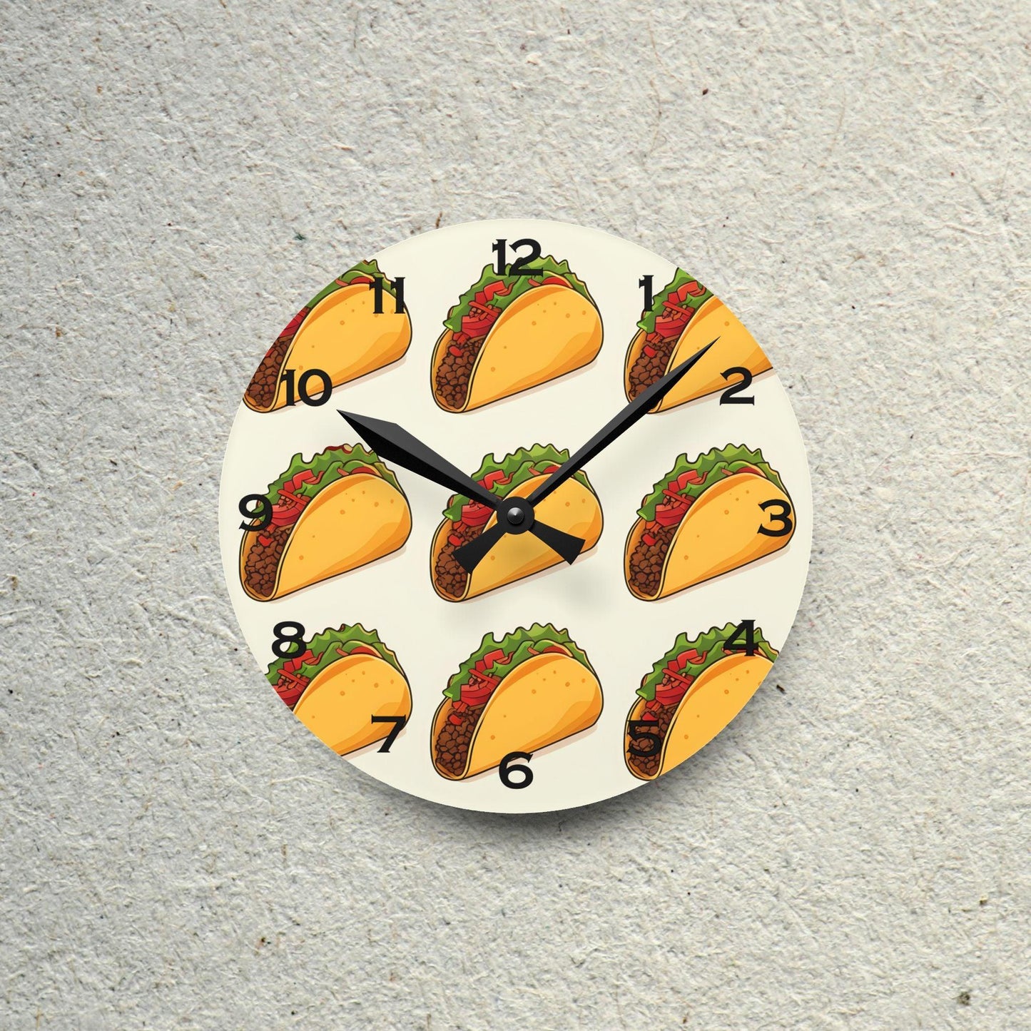 Tacos Acrylic Wall Clock - Elegant Home Decor - Milestone Acrylic