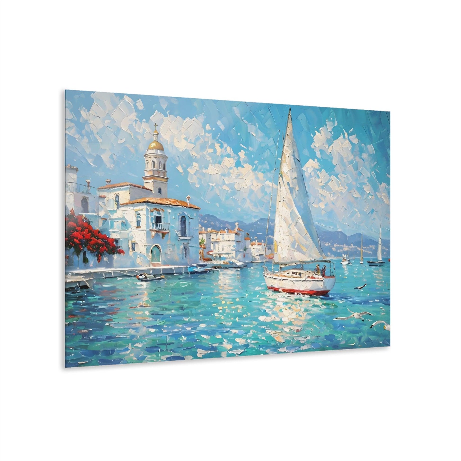 Coastal, Sailboats, Mediterranean Acrylic Artwork (Horizontal) - Milestone Acrylic