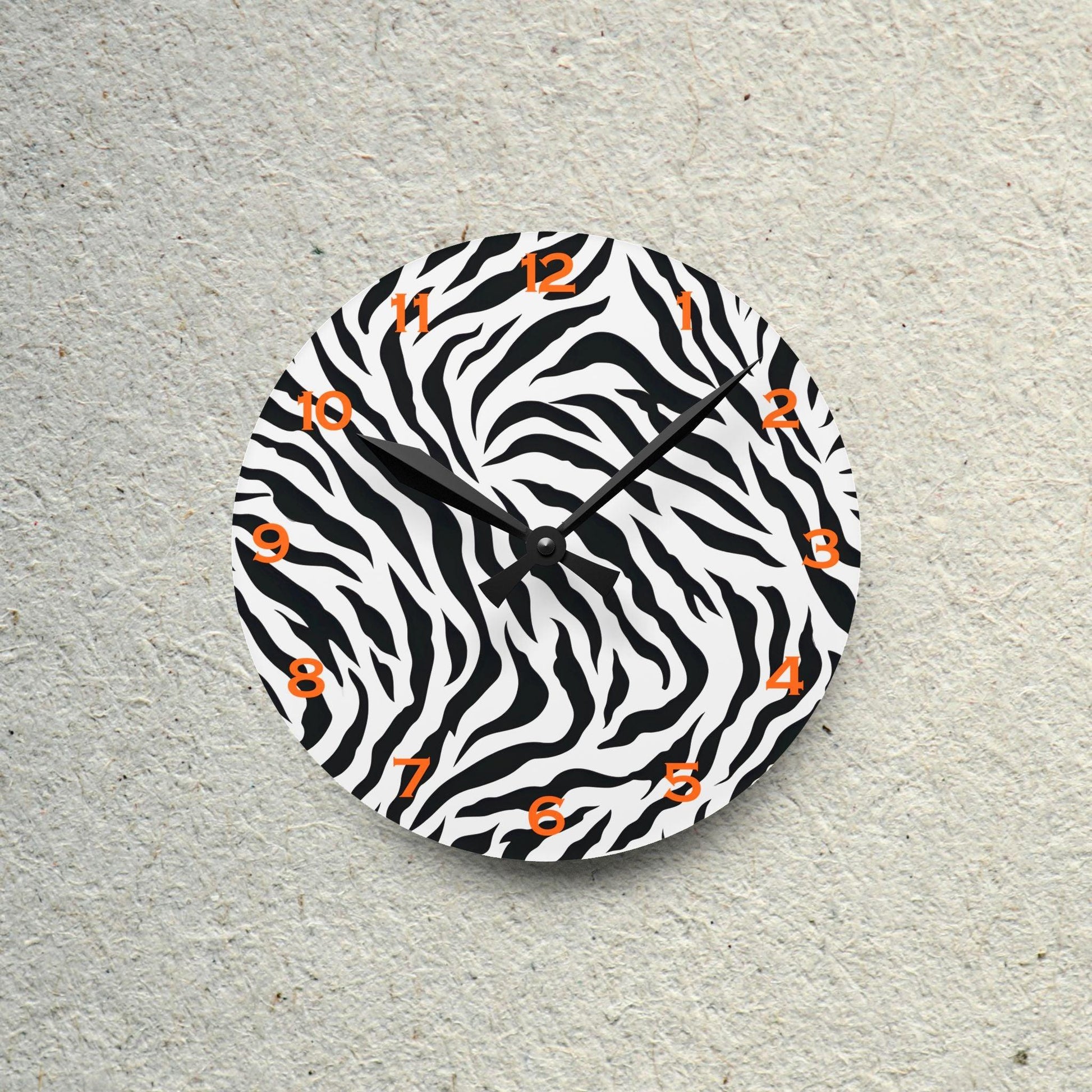 Zebra Stripe Acrylic Wall Clock - Elegant Home Decor - Milestone Acrylic