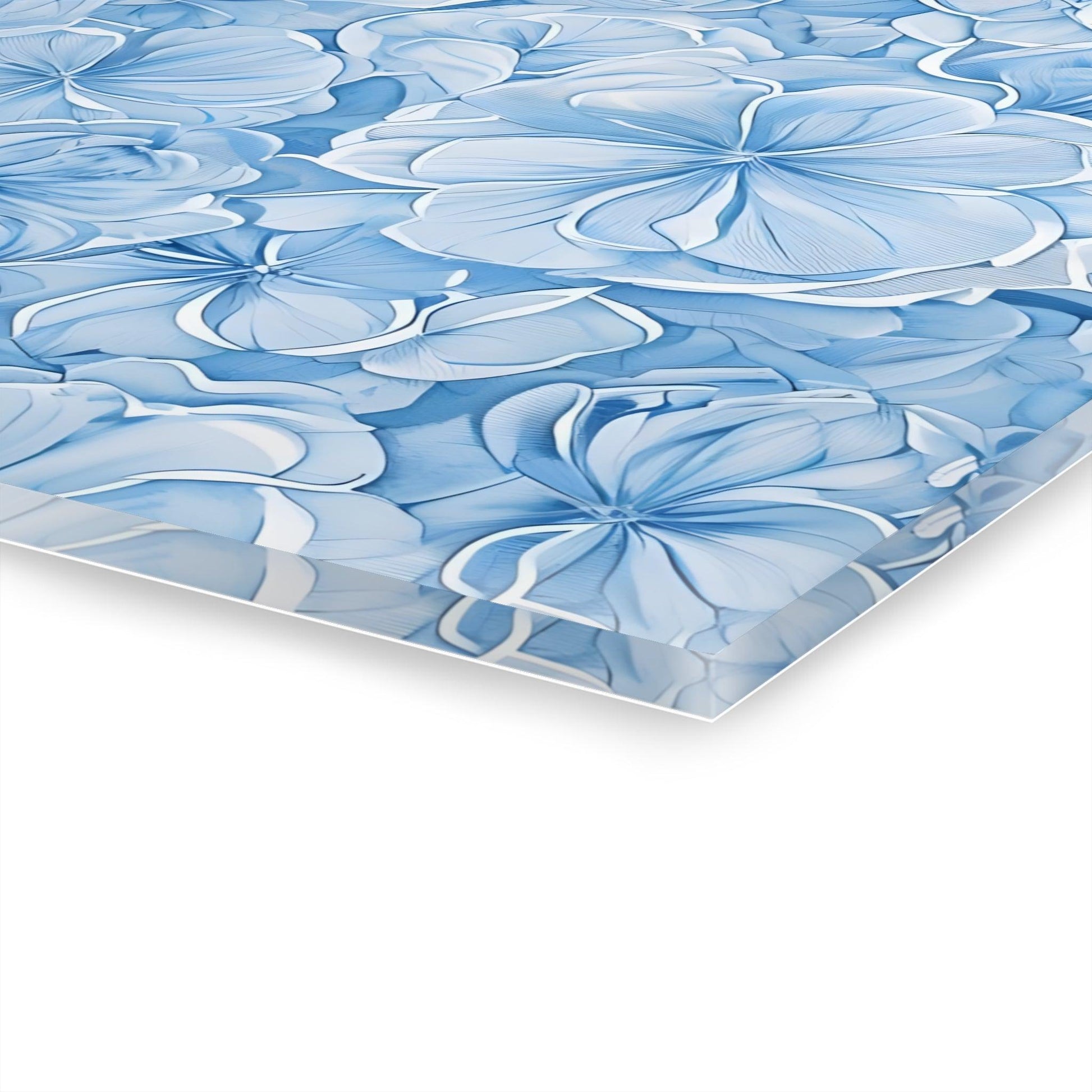 Intricate Abstract Floral Pattern in Sky Blue and White Acrylic Artwork (Horizontal) - Milestone Acrylic