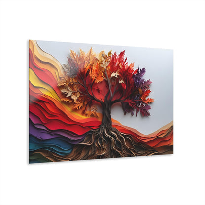 Autumn Paper Craft Tree Acrylic Artwork (Horizontal) - Milestone Acrylic