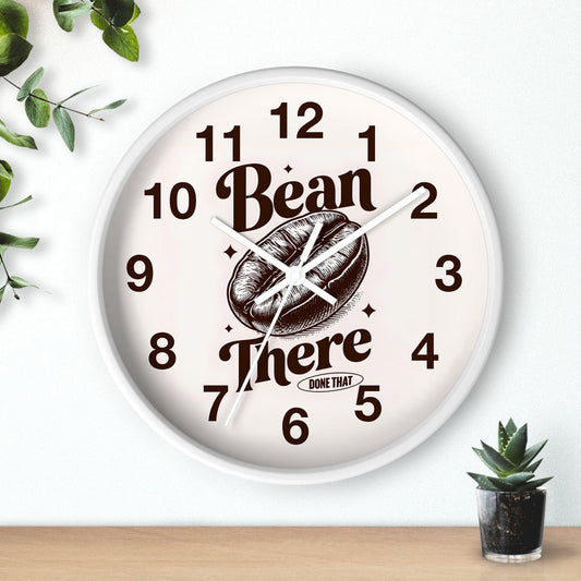 'Bean There Done That' Wall Clock, Acrylic Glass Face – Stylish Home Decor for Creative Spaces