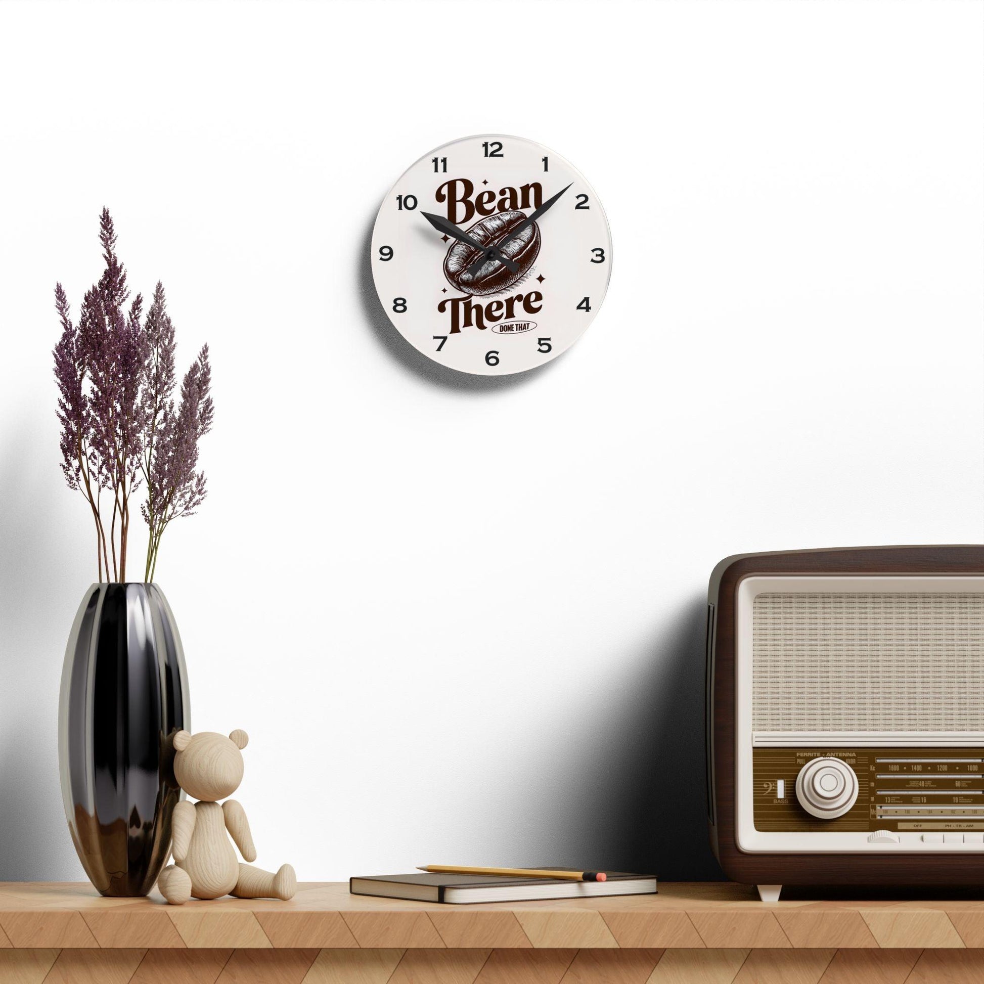 Bean There Acrylic Wall Clock - Elegant Home Decor - Milestone Acrylic