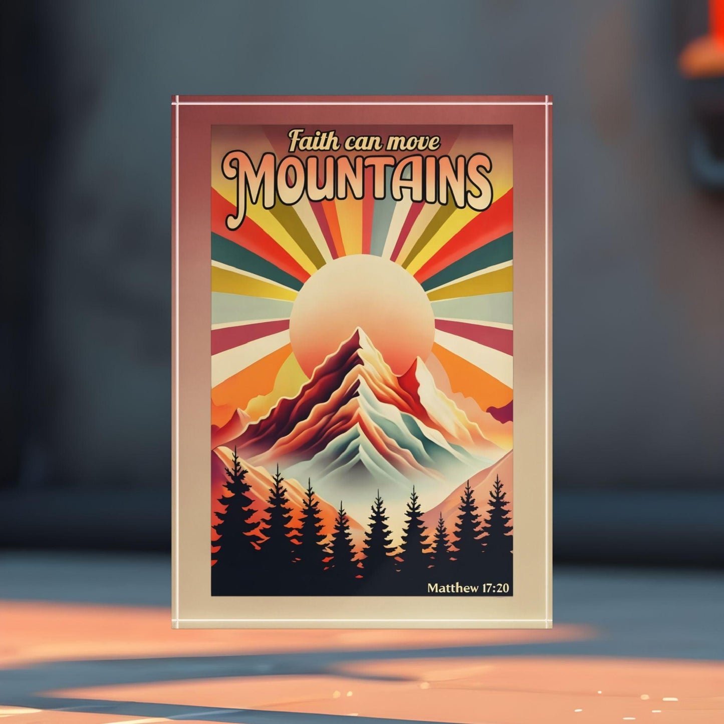 'Faith Can Move Mountains' Acrylic Display Block - Milestone Acrylic