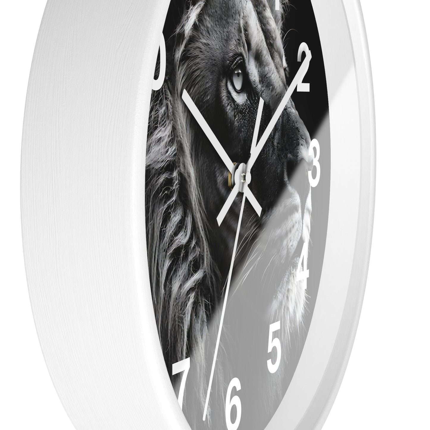 'Lion Side Profile' Wall Clock, Acrylic Glass Face – Stylish Home Decor for Creative Spaces